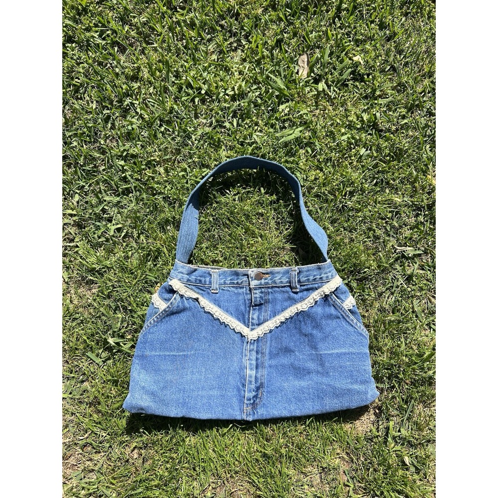 Vintage 1990s Homemade Upcycled Denim Purse Y2K